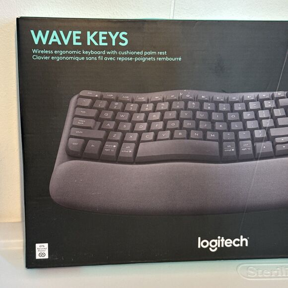 Logitech Wave Keys Bluetooth Keyboard Ergonomic Design, Wrist Rest Black - Picture 6 of 6
